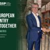 Alessandro Farina, Managing Director of ITL Group, shaking hands with a representative of GSP Logistics at the GSP warehouse near Budapest.