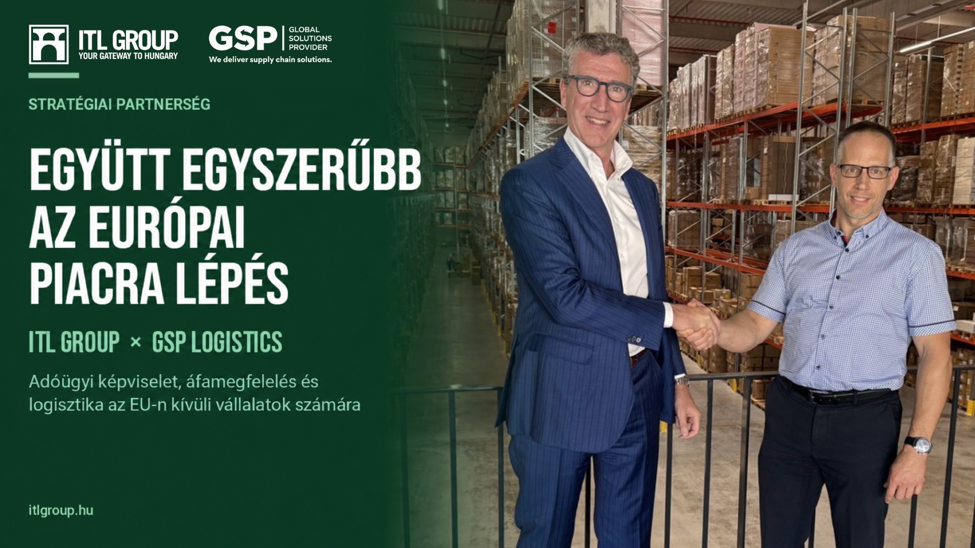 Alessandro Farina, Az ITL Group ügyvezető Igazgatója Kezet Fog A GSP Logistics Képviselőjével A GSP Budapest Melletti Raktárában.